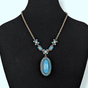 (2/$20) And Lovely Faux Turquoise Pendant Necklace